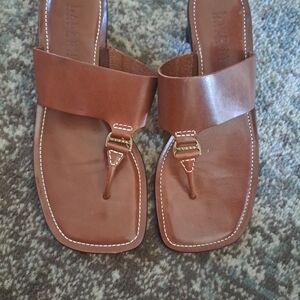 Lauren Ralph Lauren Brown Leather Slides